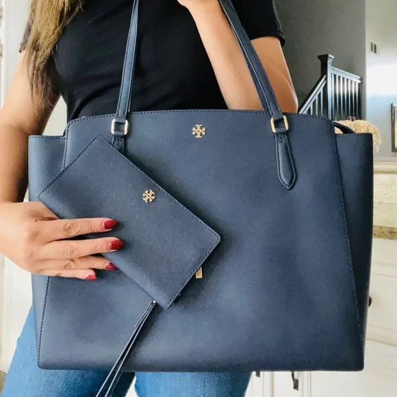 New💙 Tory Burch Emerson top zipper tote & matching wallet - Picture 2 of 12